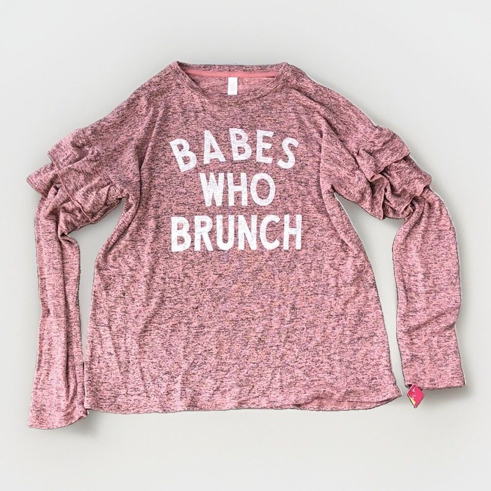 Babes Who Brunch Pink Lightweight Knit Sweater Size S New Xhilaration